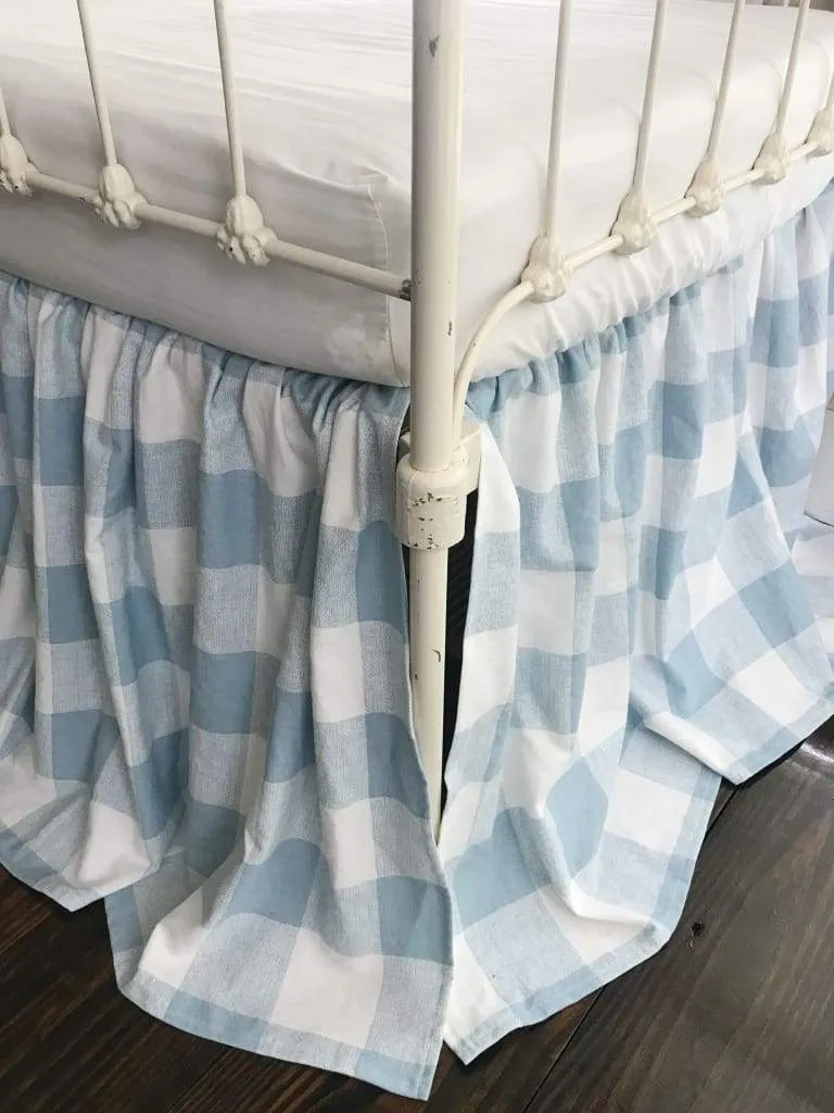 Blue Buffalo Check Farmhouse Crib Skirt