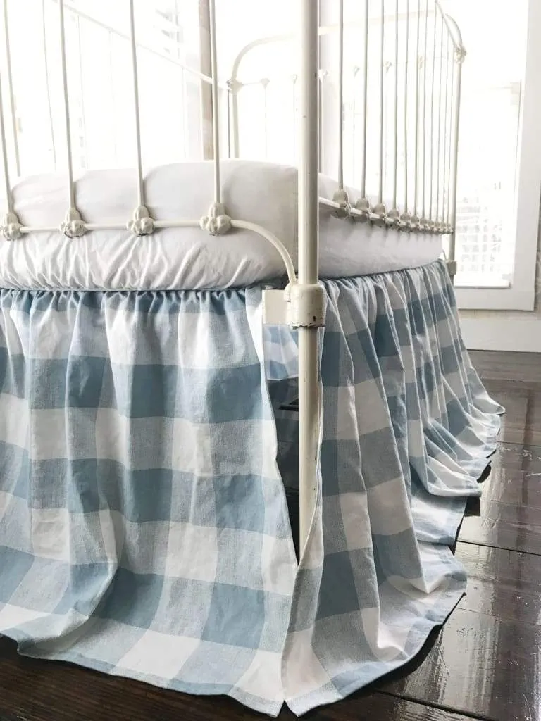 Blue Buffalo Check Farmhouse Crib Skirt