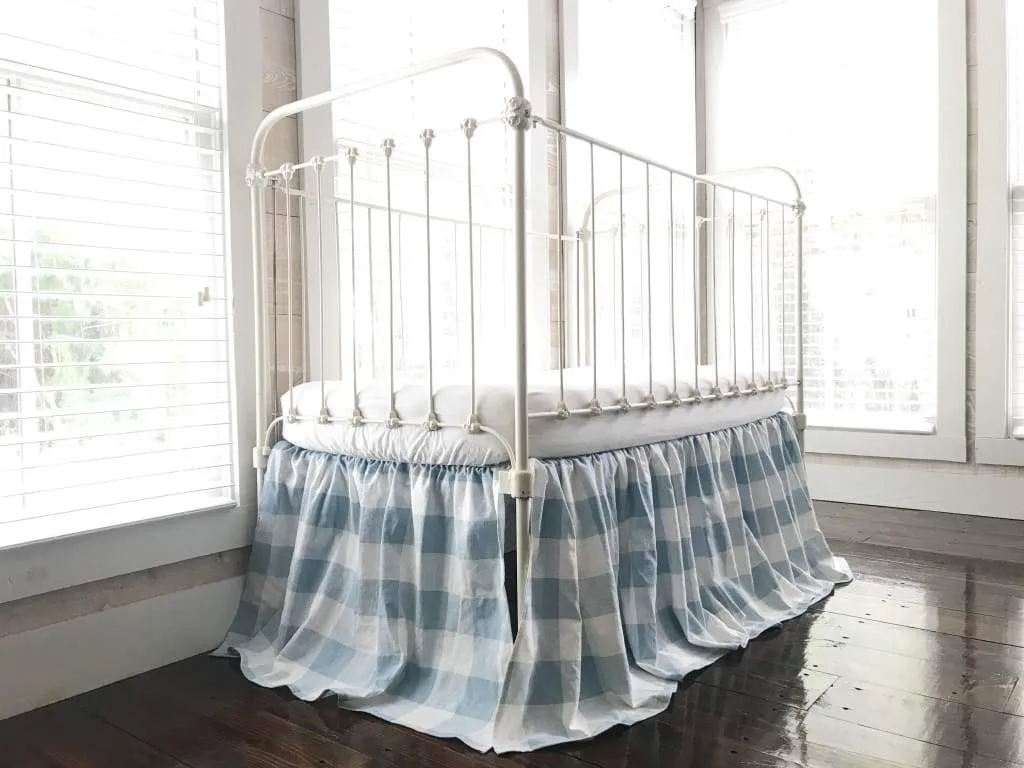 Blue Buffalo Check Farmhouse Crib Skirt