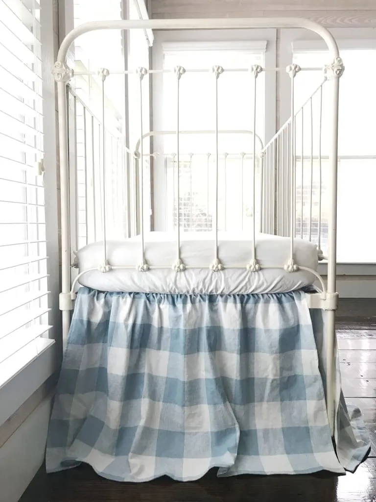 Blue Buffalo Check Farmhouse Crib Skirt