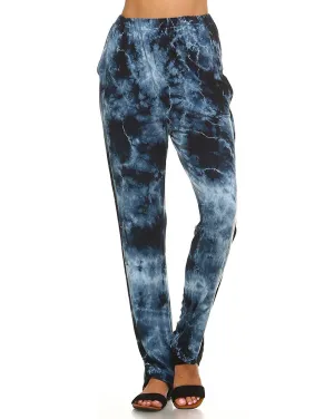 Blue Cloud Tie Dye Lounge Pants with Inverted Seam Stitch