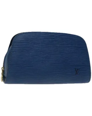 Blue Epi Leather Pouch with Gold-tone Hardware