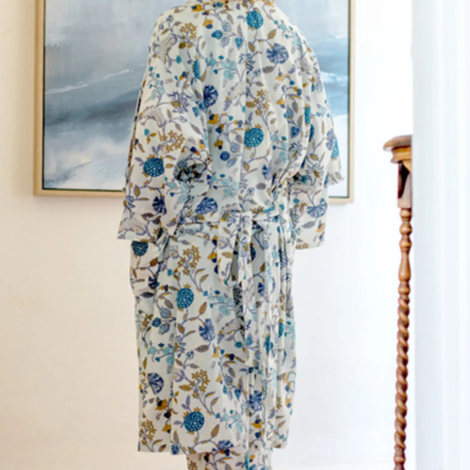 Blue Floral Cotton Kimono