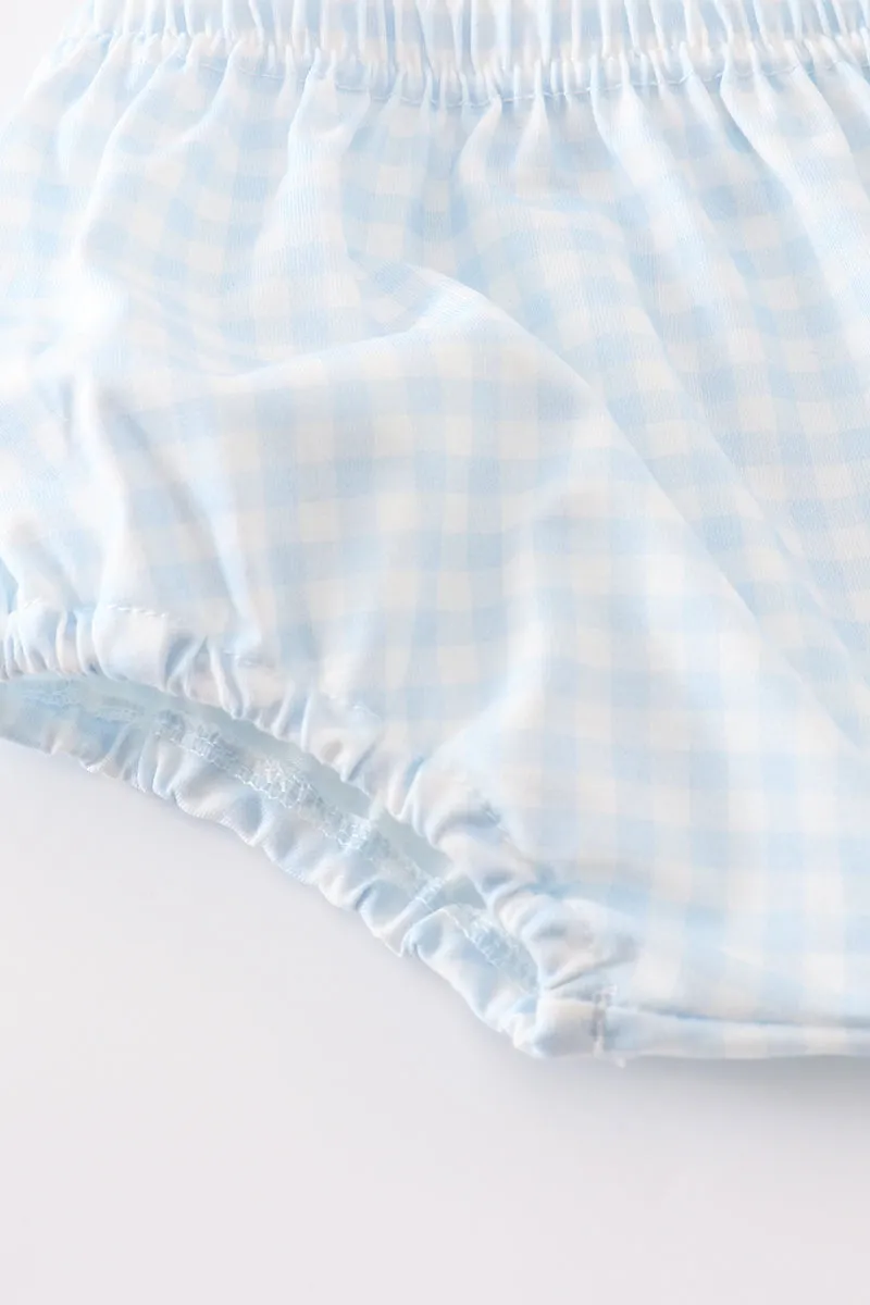 Blue football embroidery baby set