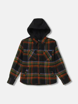 Blue Giraffe Kids Multicolor Fashion Checked Regular Fit Hooded Shirt
