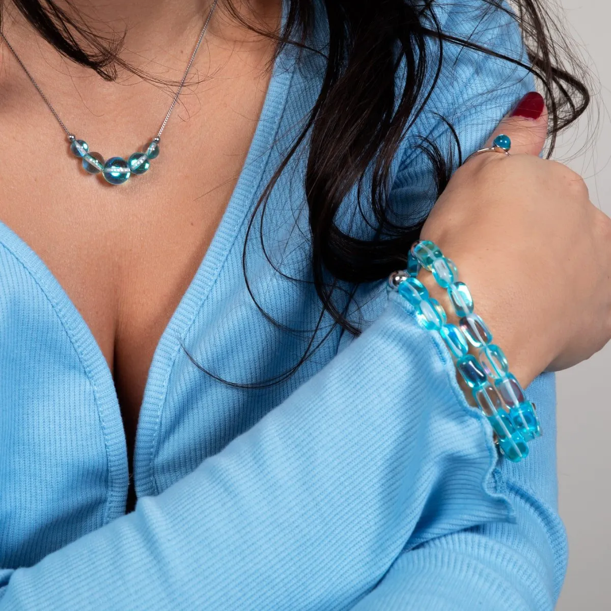 Blue Nebula | .925 Sterling Silver | Galaxy Glass Infinity Clasp Necklace