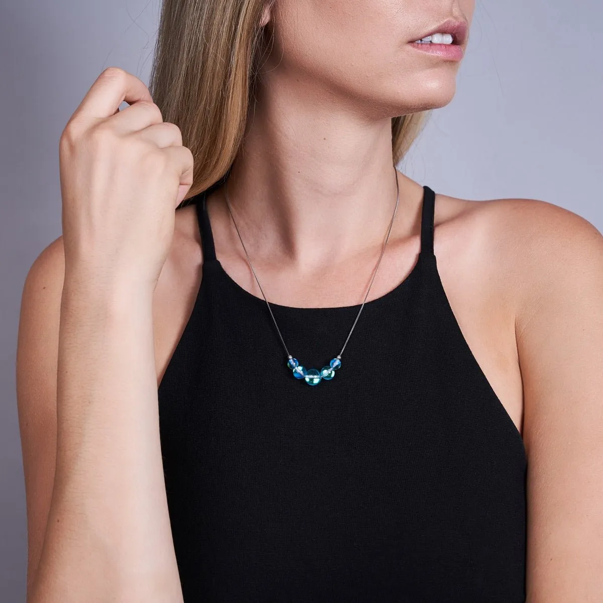 Blue Nebula | .925 Sterling Silver | Galaxy Glass Infinity Clasp Necklace