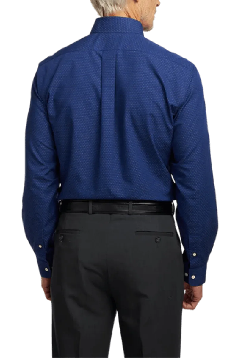 Blue Non-Iron Cotton Dot Casual Shirt