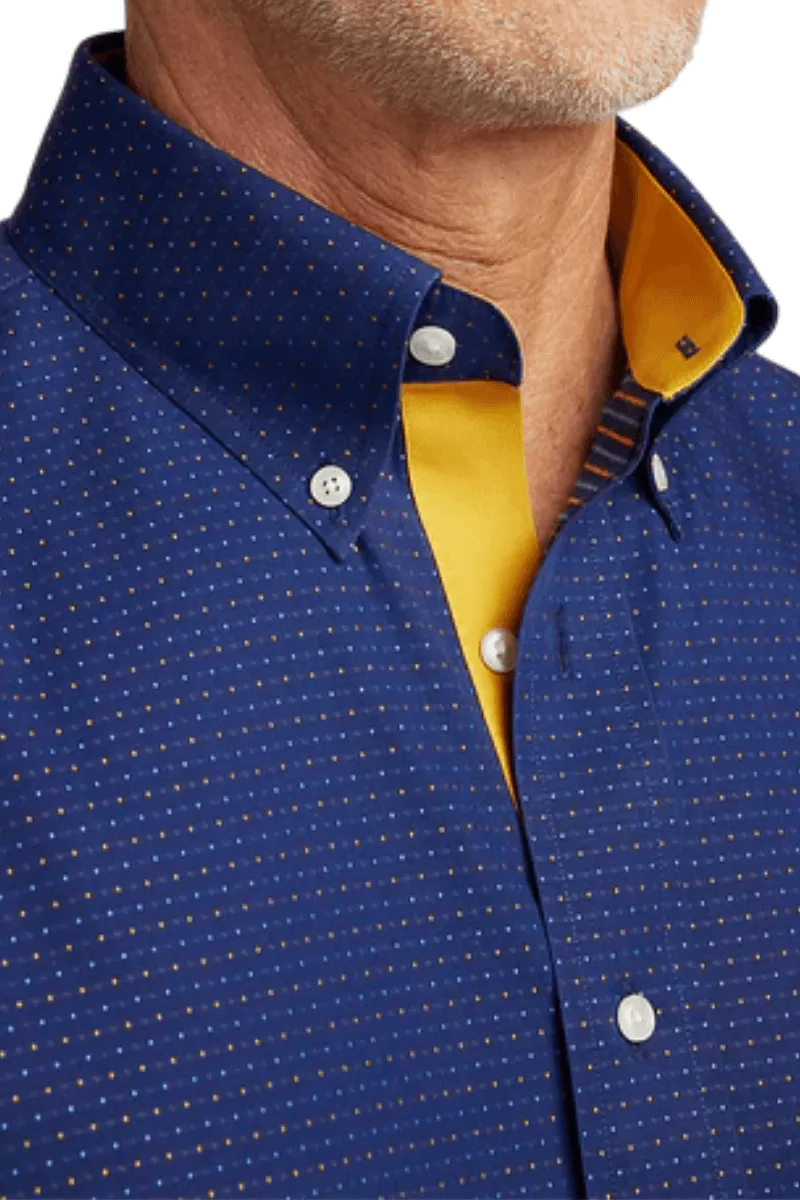 Blue Non-Iron Cotton Dot Casual Shirt