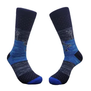Blue Ocean Palm Tree Socks (Adult Large - Men's Shoe Sizes 8-12)