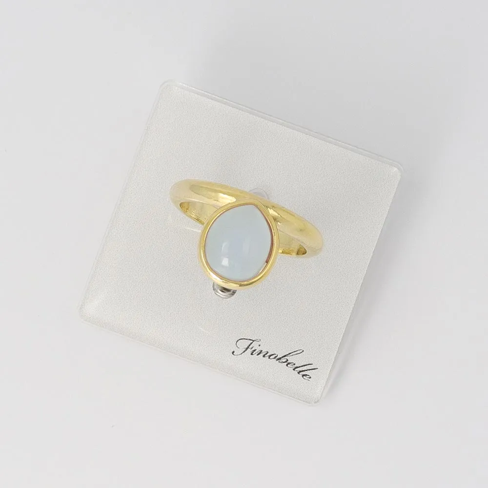 Blue Oval Glass Jewel Ring