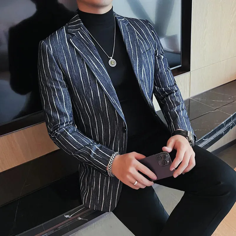 Blue Style Striped Men's Blazer