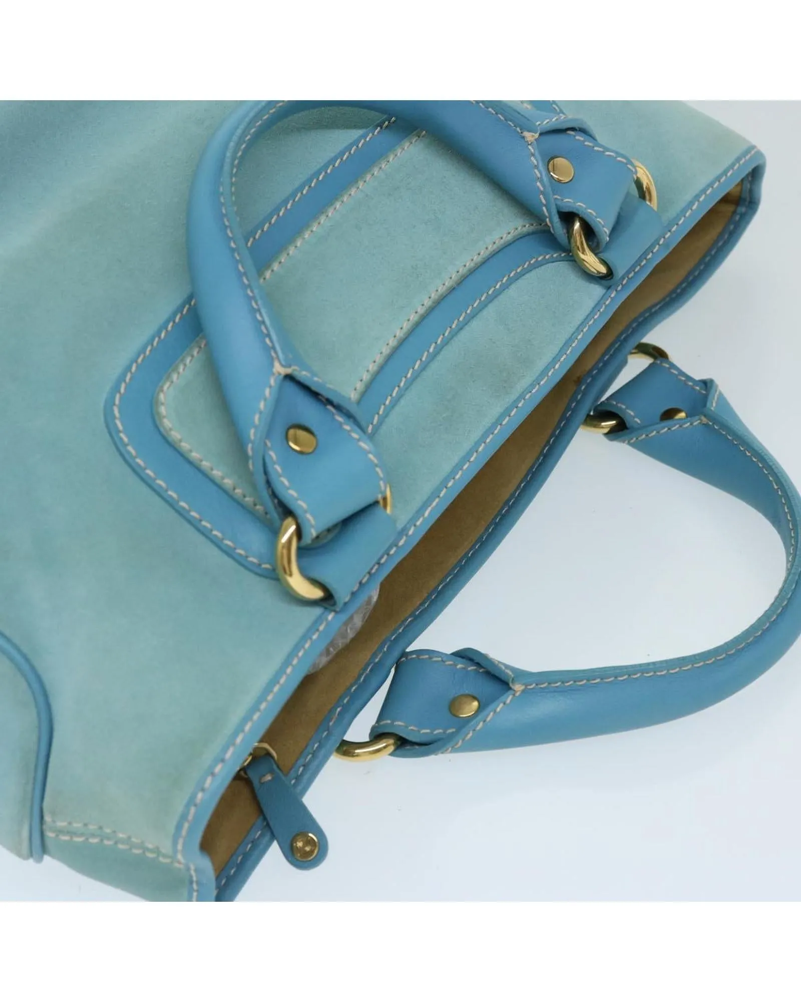Blue Suede Hand Bag with Dust Bag - Made in Italy