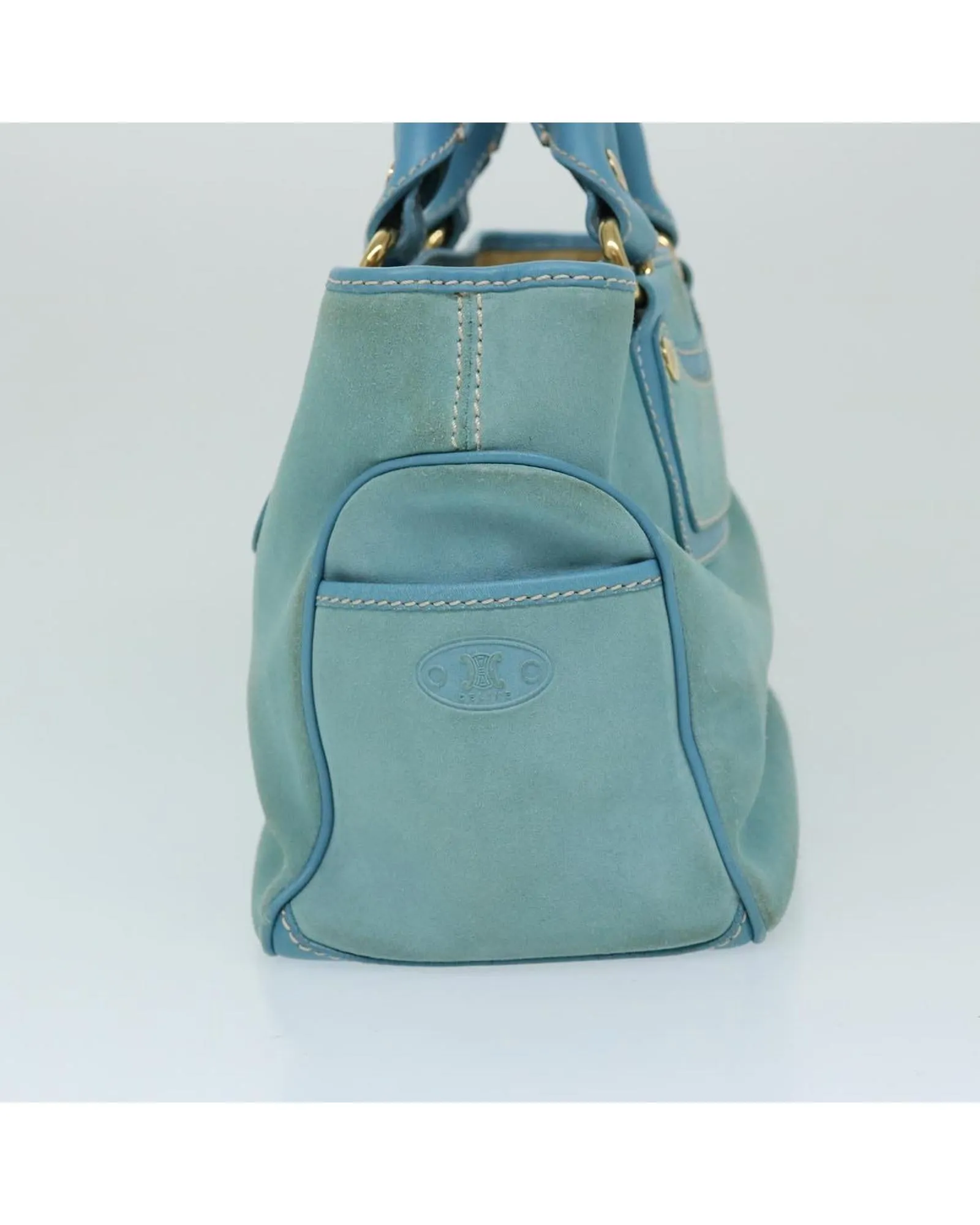 Blue Suede Hand Bag with Dust Bag - Made in Italy