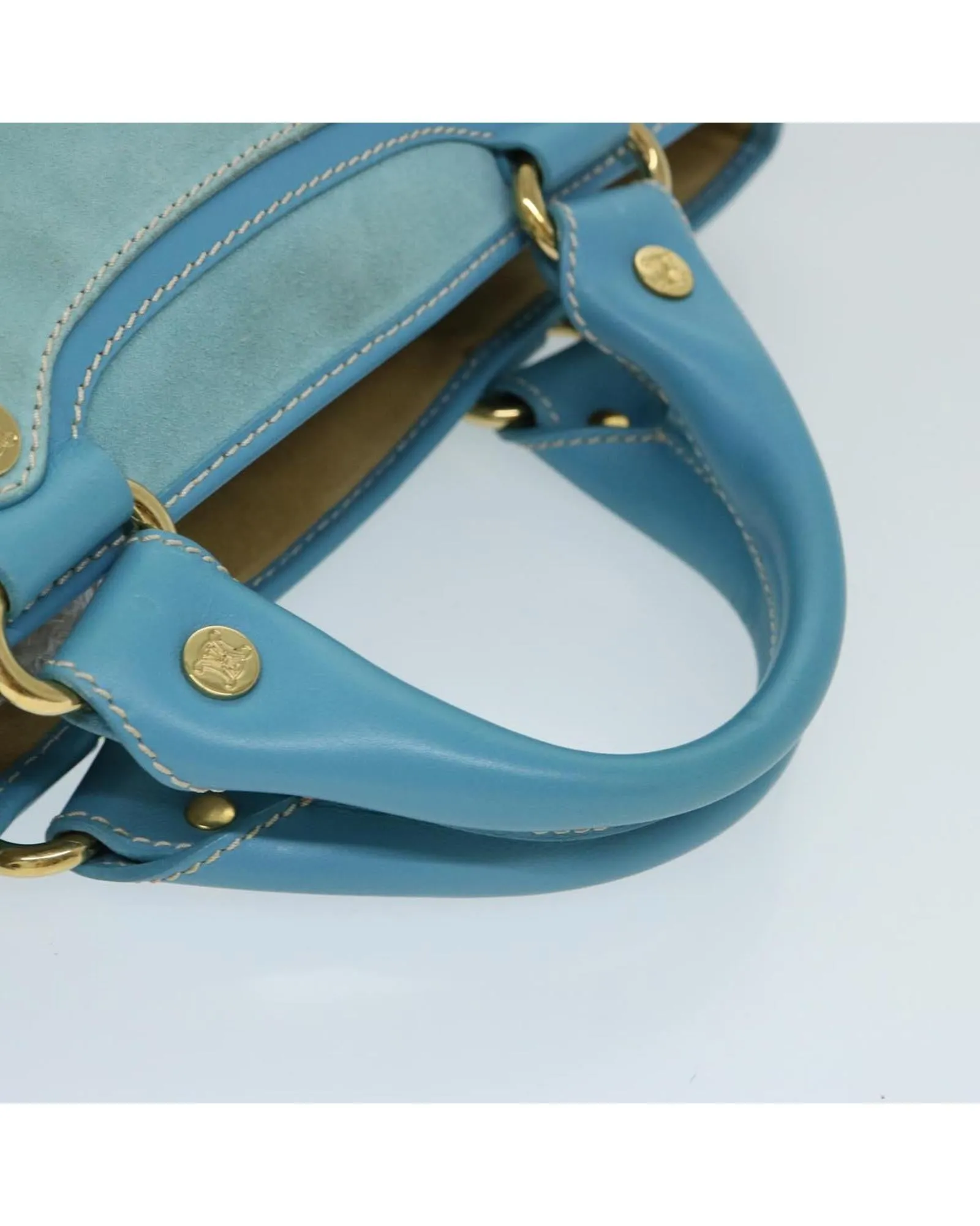 Blue Suede Hand Bag with Dust Bag - Made in Italy