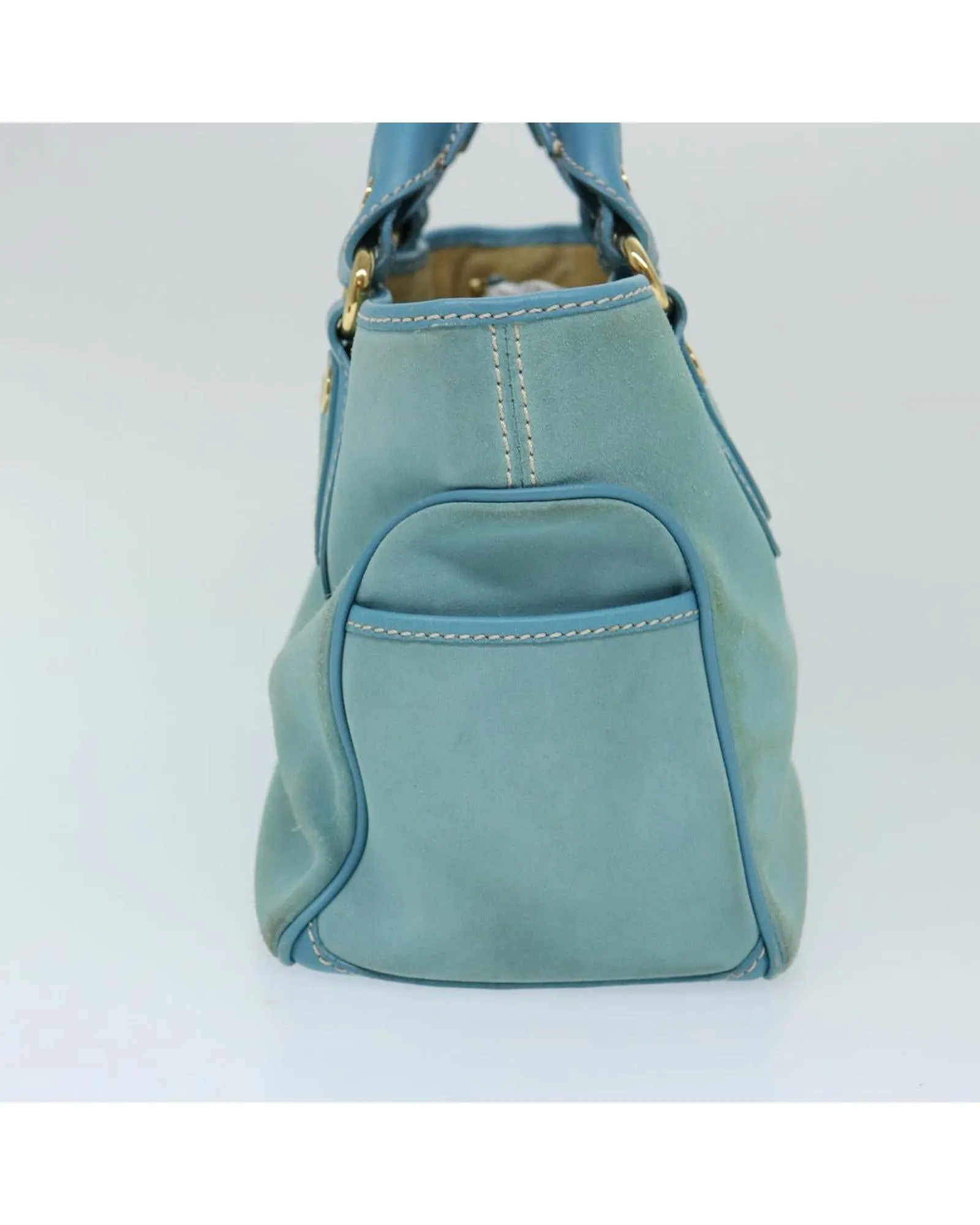 Blue Suede Hand Bag with Dust Bag - Made in Italy