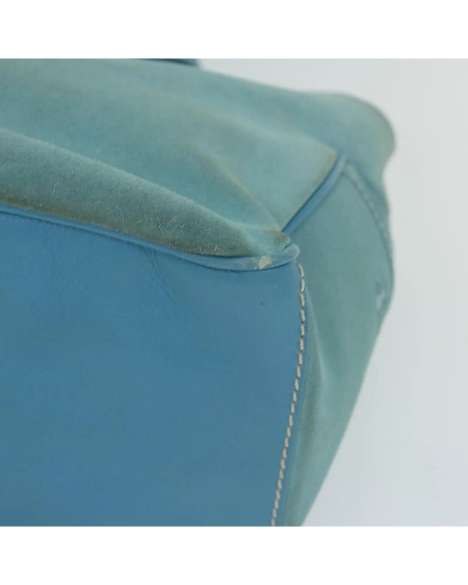 Blue Suede Hand Bag with Dust Bag - Made in Italy