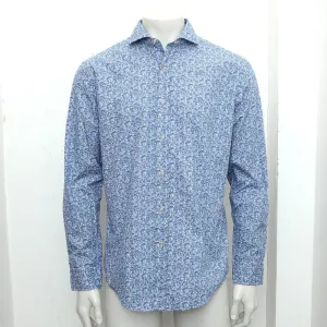 Blue White Floral Cotton Casual Shirt