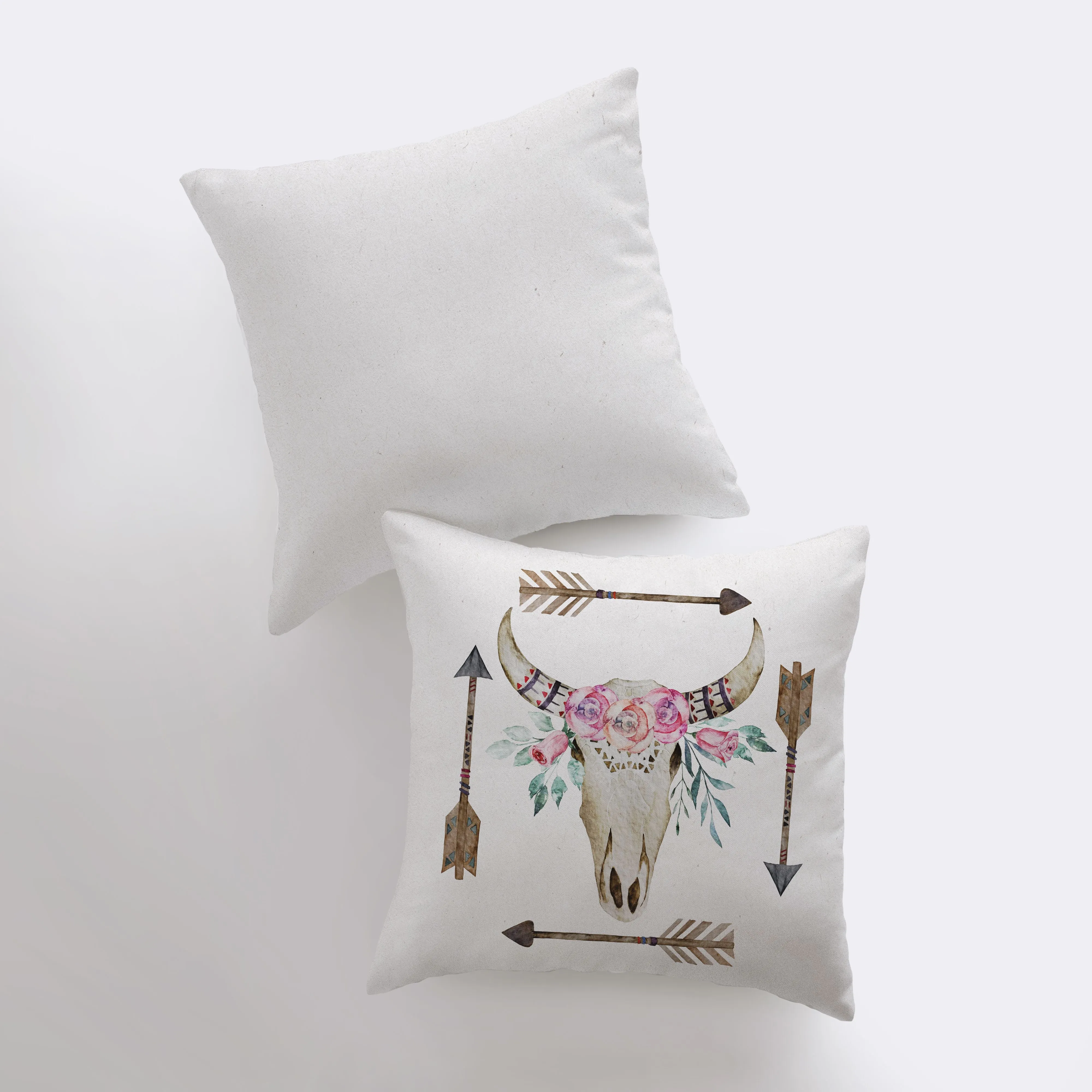 Boho Bull Skull and Arrows | Pillow Cover | Inspirational | Southwestern | Gift for Her | Arizona Gifts | Home Decor | Gift Idea