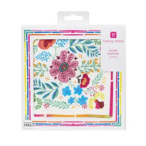 Boho Floral Pink Paper Napkins - 20 Pack