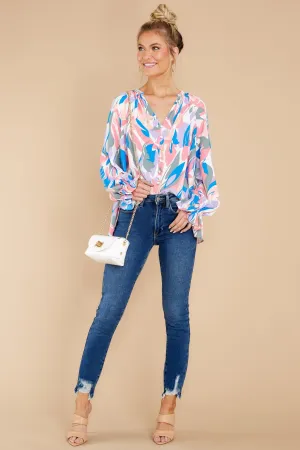 Bold And Beautiful Blue Multi Print Top