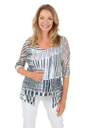 Bold Lines Crocheted Cardigan Set