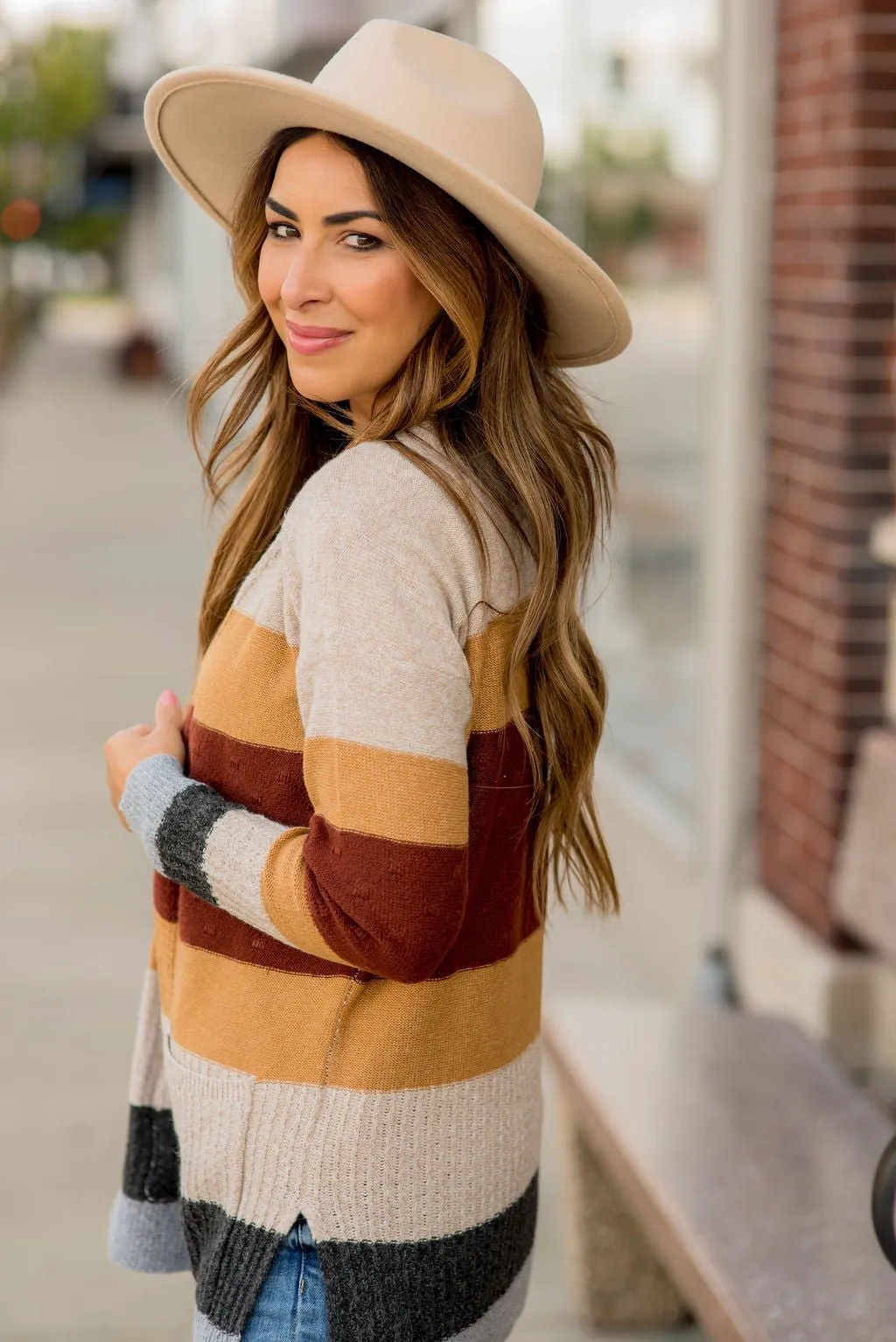Bold Textured Stripes Cardigan