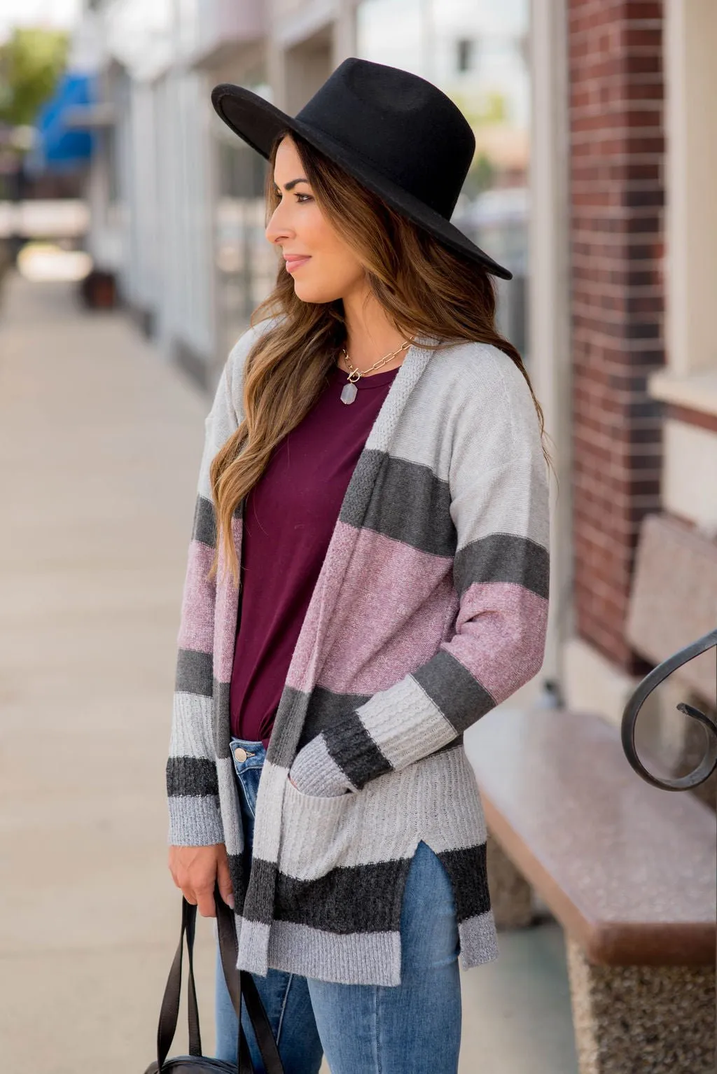 Bold Textured Stripes Cardigan