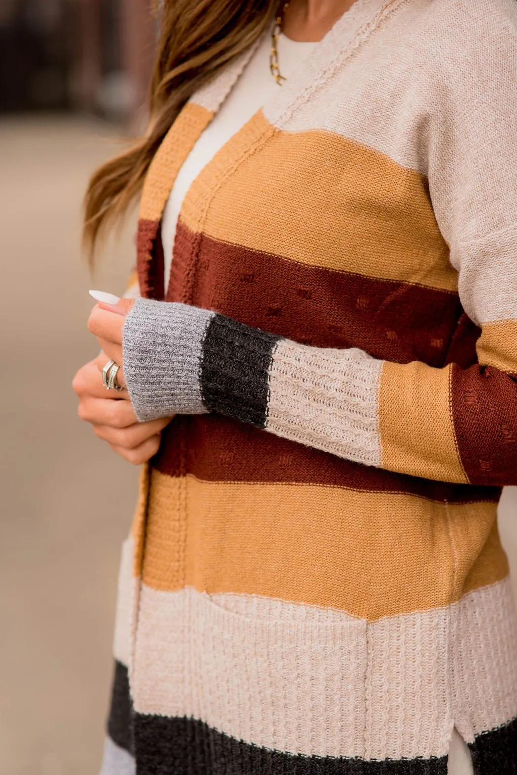 Bold Textured Stripes Cardigan