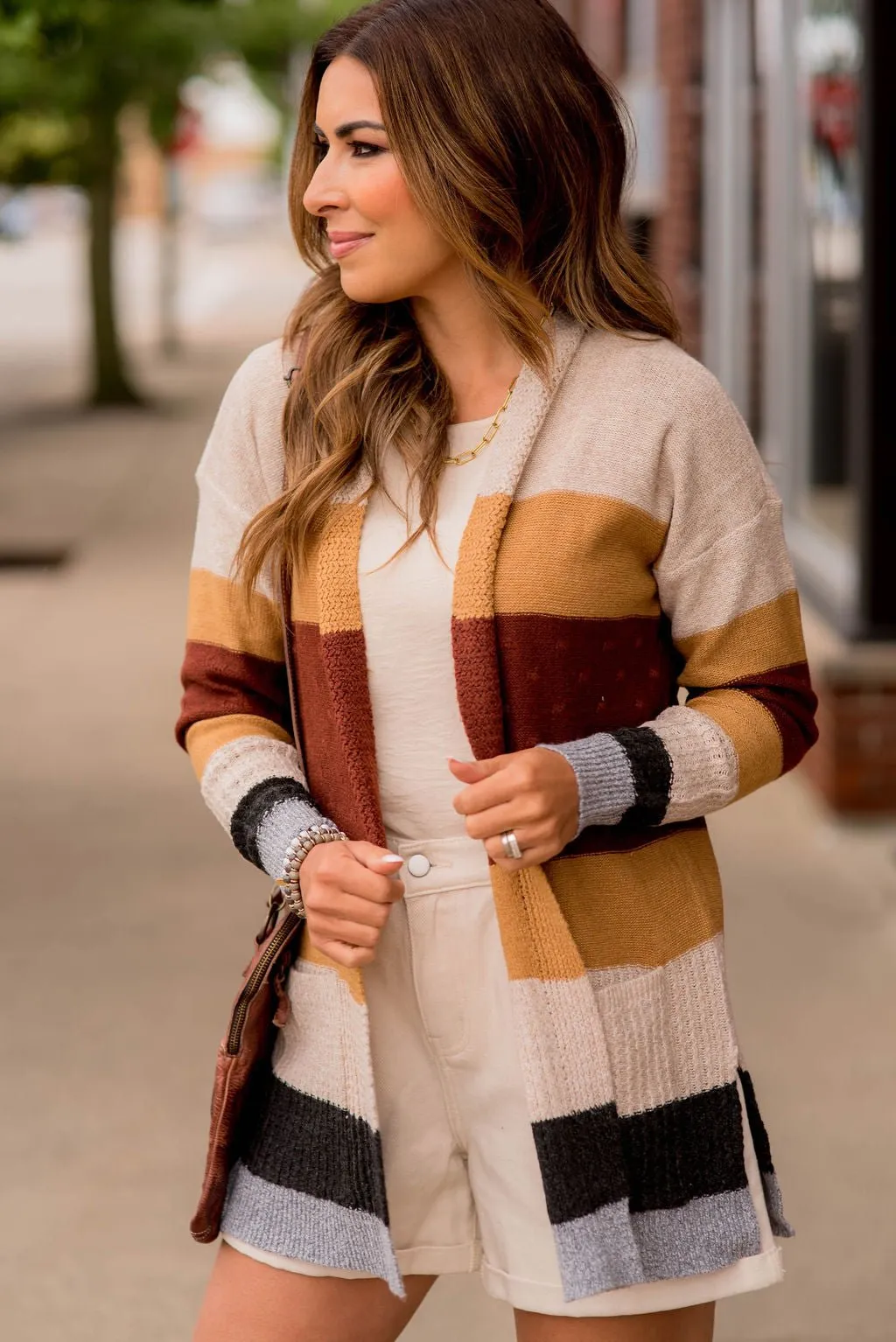 Bold Textured Stripes Cardigan