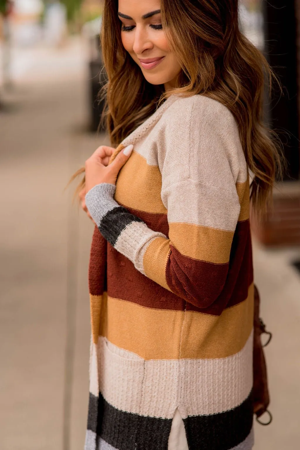 Bold Textured Stripes Cardigan
