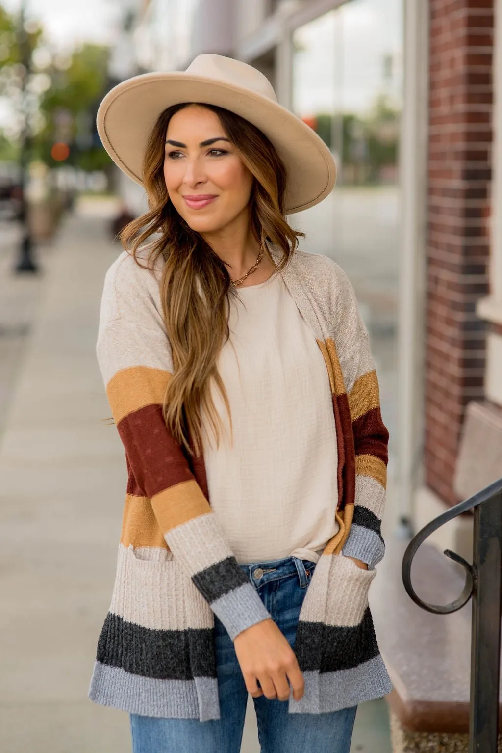 Bold Textured Stripes Cardigan