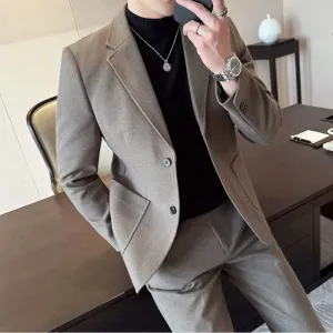 Bonsir Plus Size 7XL-M ( Jacket Pant）Autumn Winter Thickened Starry Sky Woolen Suit High Quality Slim Fit Business Social Casual 2 Pcs