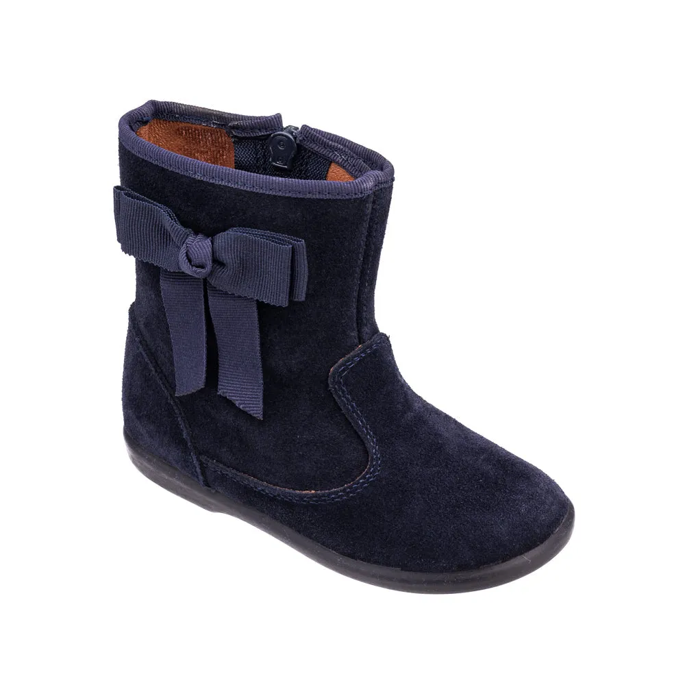 Boots With Bow Suede Navy