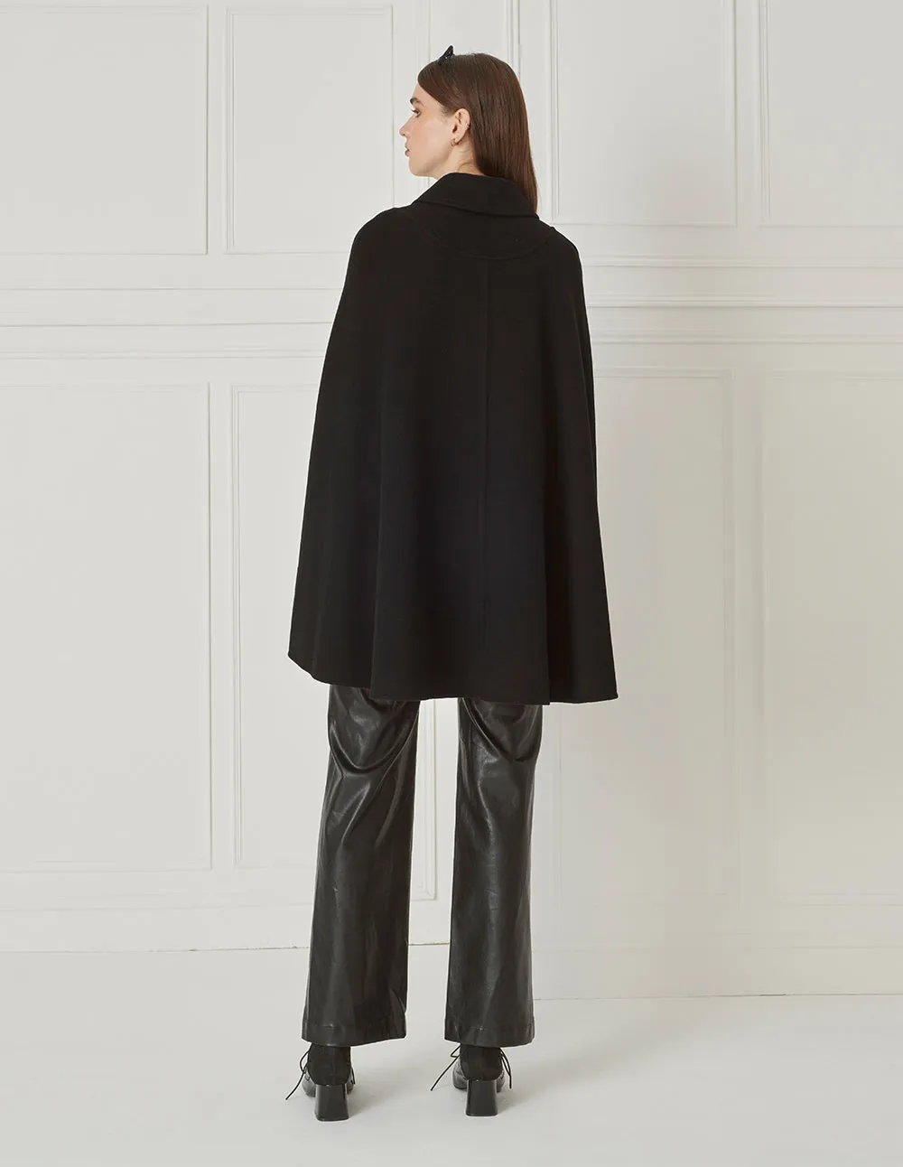 BORA AKSU Lapel-Collar Double-Breasted Reversible Wool Cape In Silk Blend