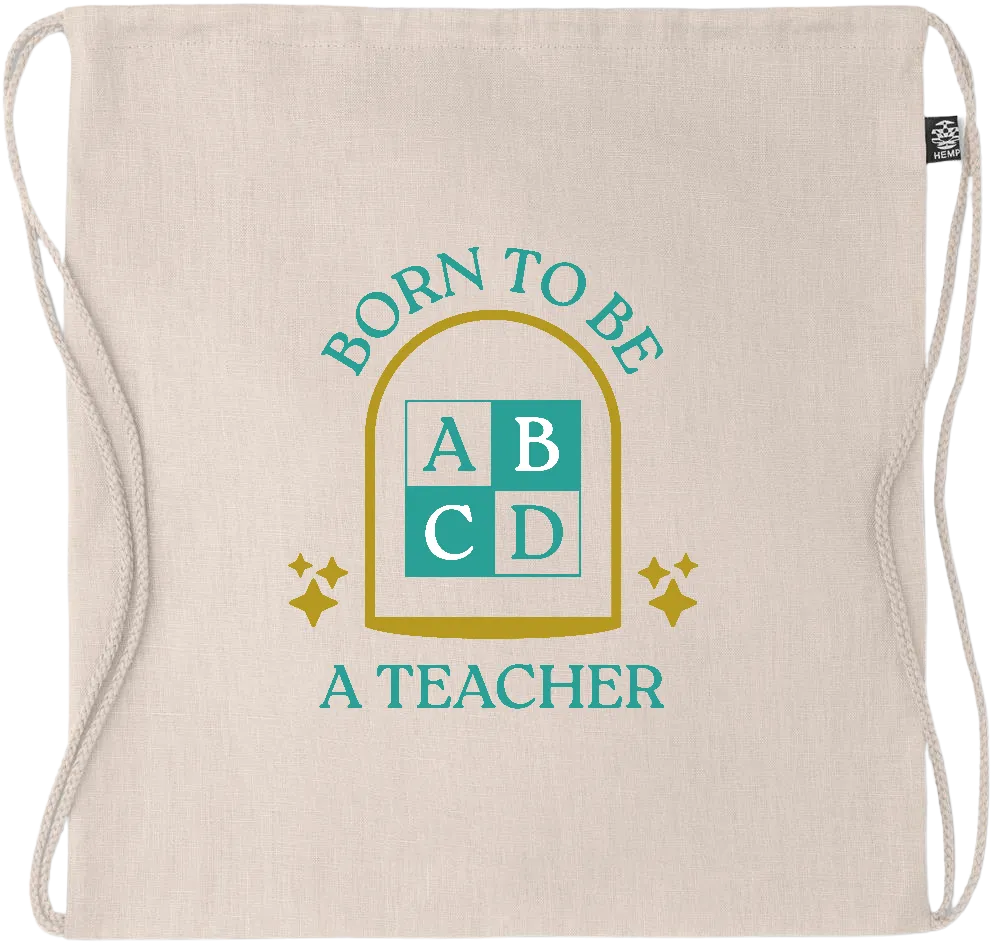 Born to be a Teacher Design - Premium hemp drawstring bag