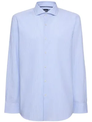 Boss   Hank striped cotton blend shirt 