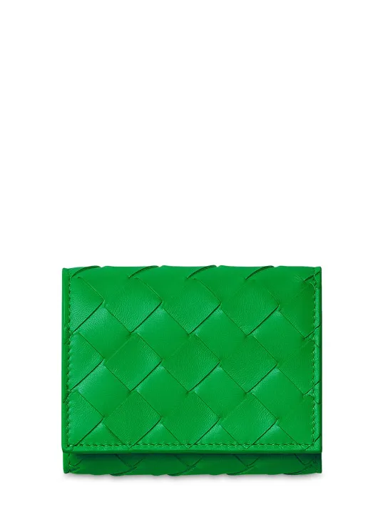 Bottega Veneta   Small Intrecciato tri-fold zip wallet 