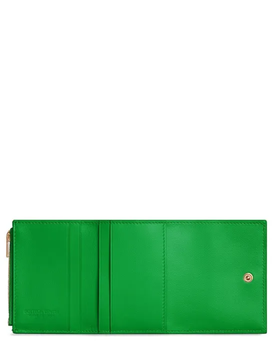 Bottega Veneta   Small Intrecciato tri-fold zip wallet 