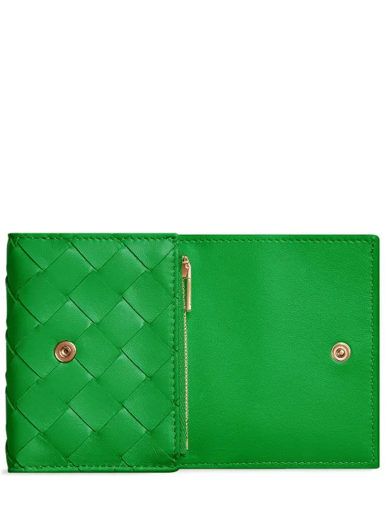 Bottega Veneta   Small Intrecciato tri-fold zip wallet 