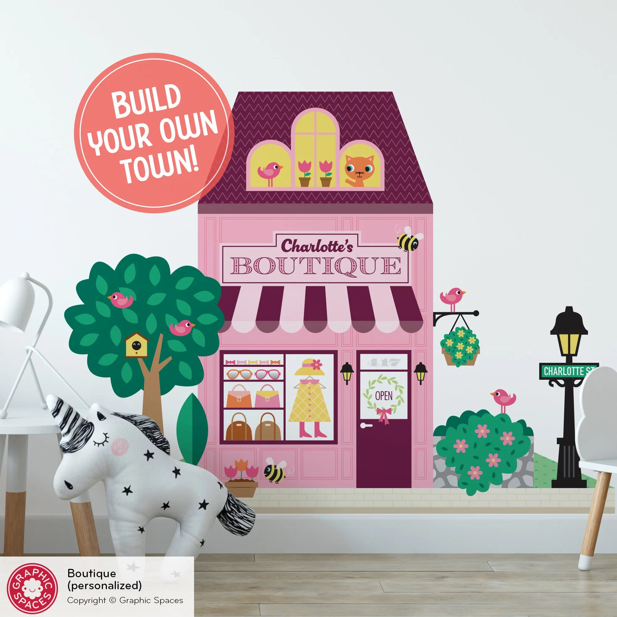 Boutique Fabric Wall Decal - Happy Town
