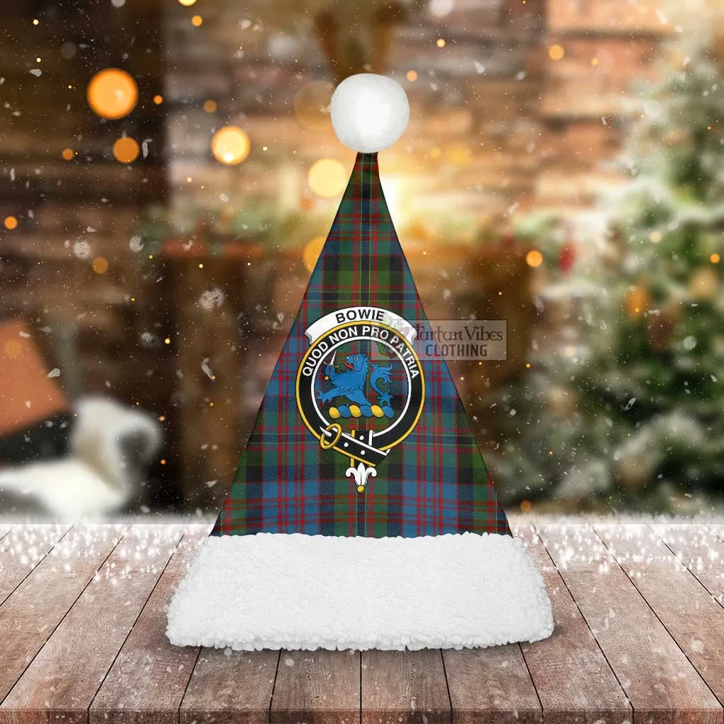 Bowie Tartan Christmas Santa Hats with Family Crest