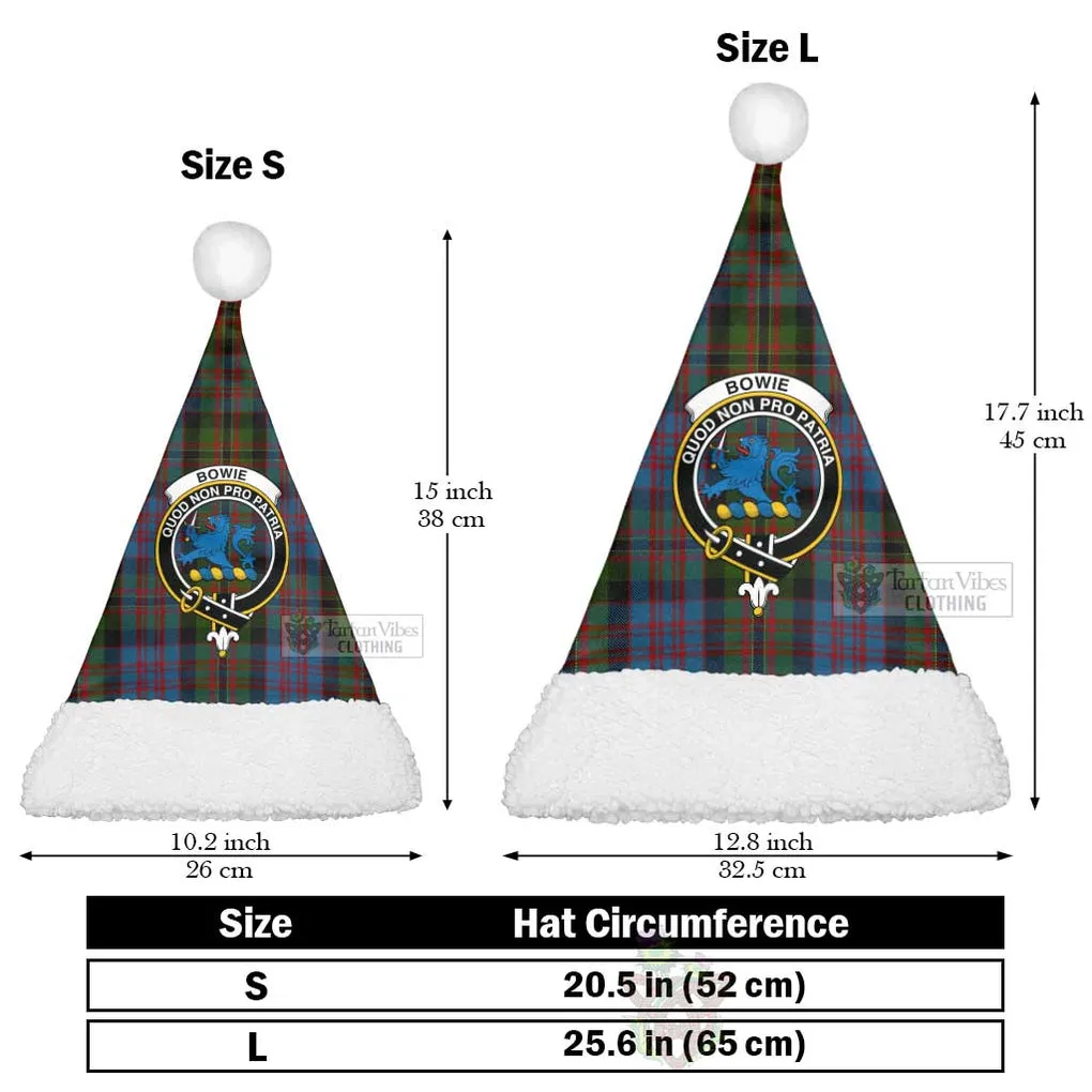 Bowie Tartan Christmas Santa Hats with Family Crest