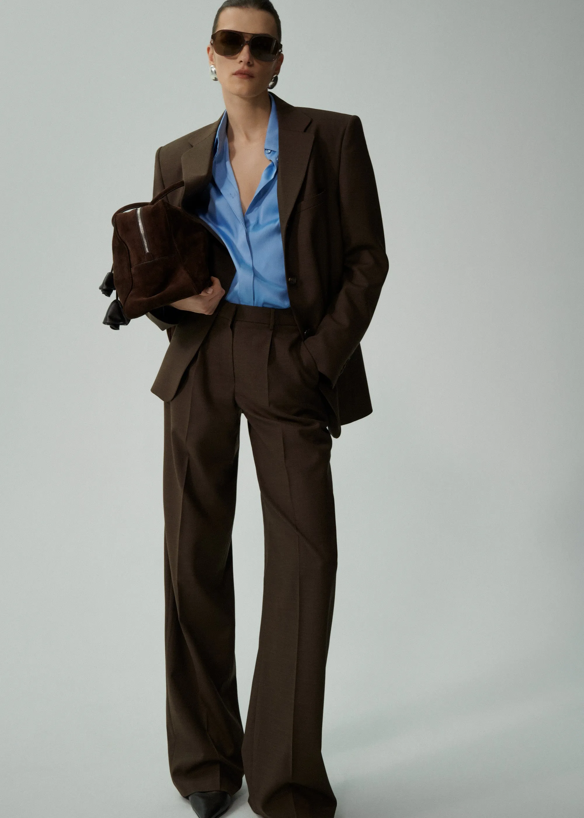 Boxy oversized blazer in brown