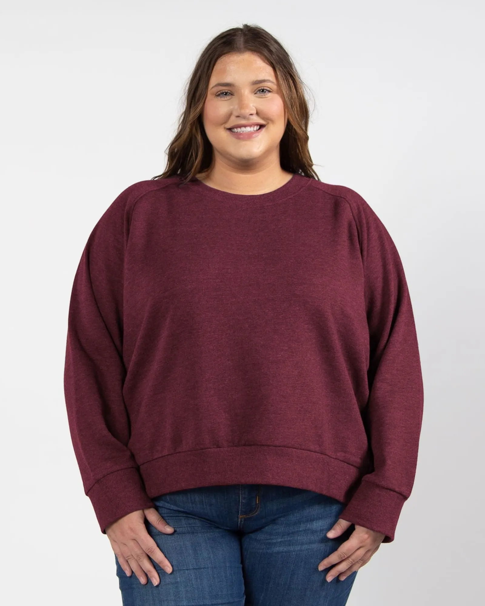 Boxy Raglan Pullover | Maroon