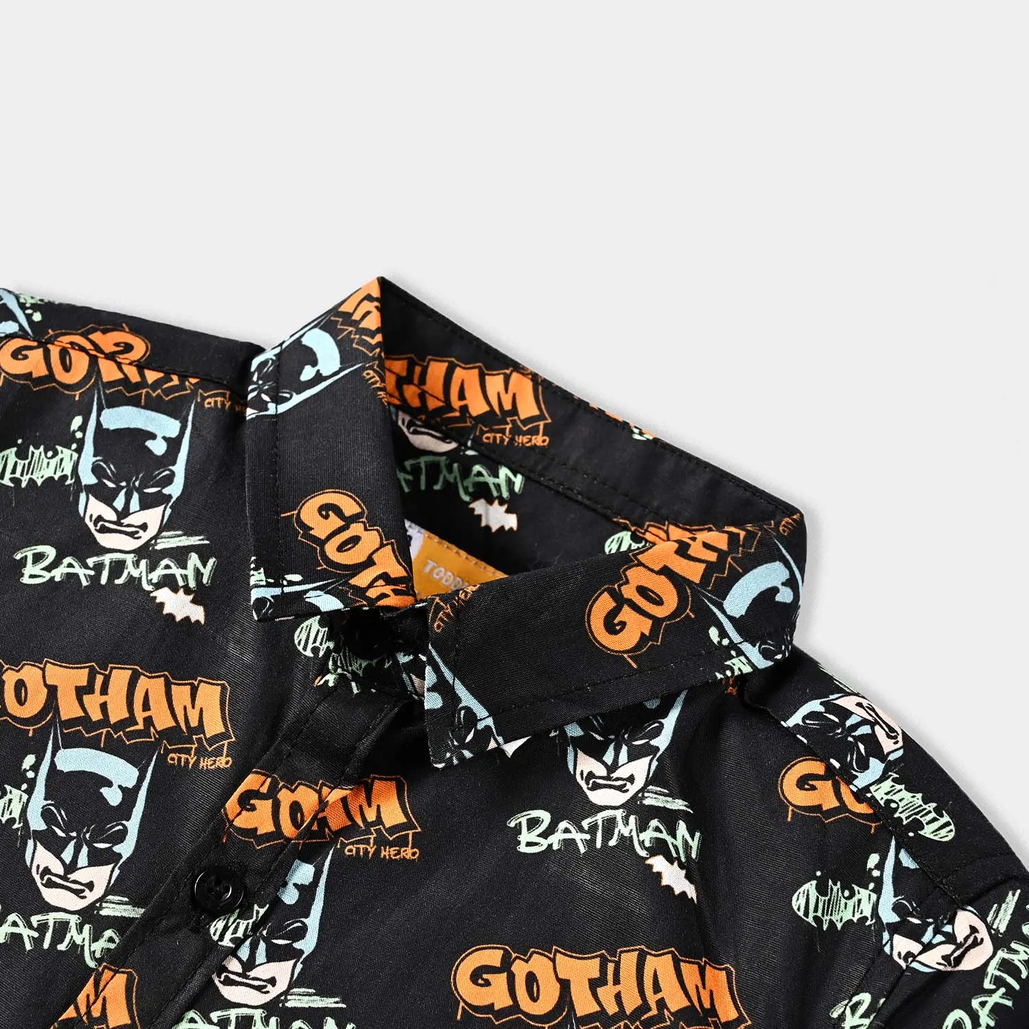 Boys Cotton Poplin Casual Shirt F/S-BLACK
