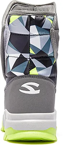 Boys Girls Snow Boots Winter Non-Slip Cold Weather Shoes(Toddler 8-Grey/Green)