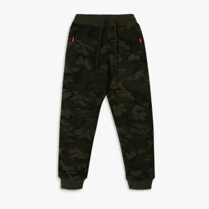 Boy's Regular Fit Camouflage Mid Rise Trackpants