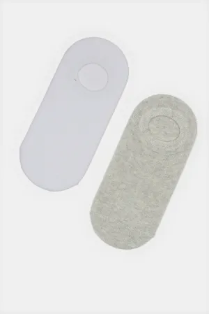 Boys White And Grey Invisible Socks Set (Pack of 2)