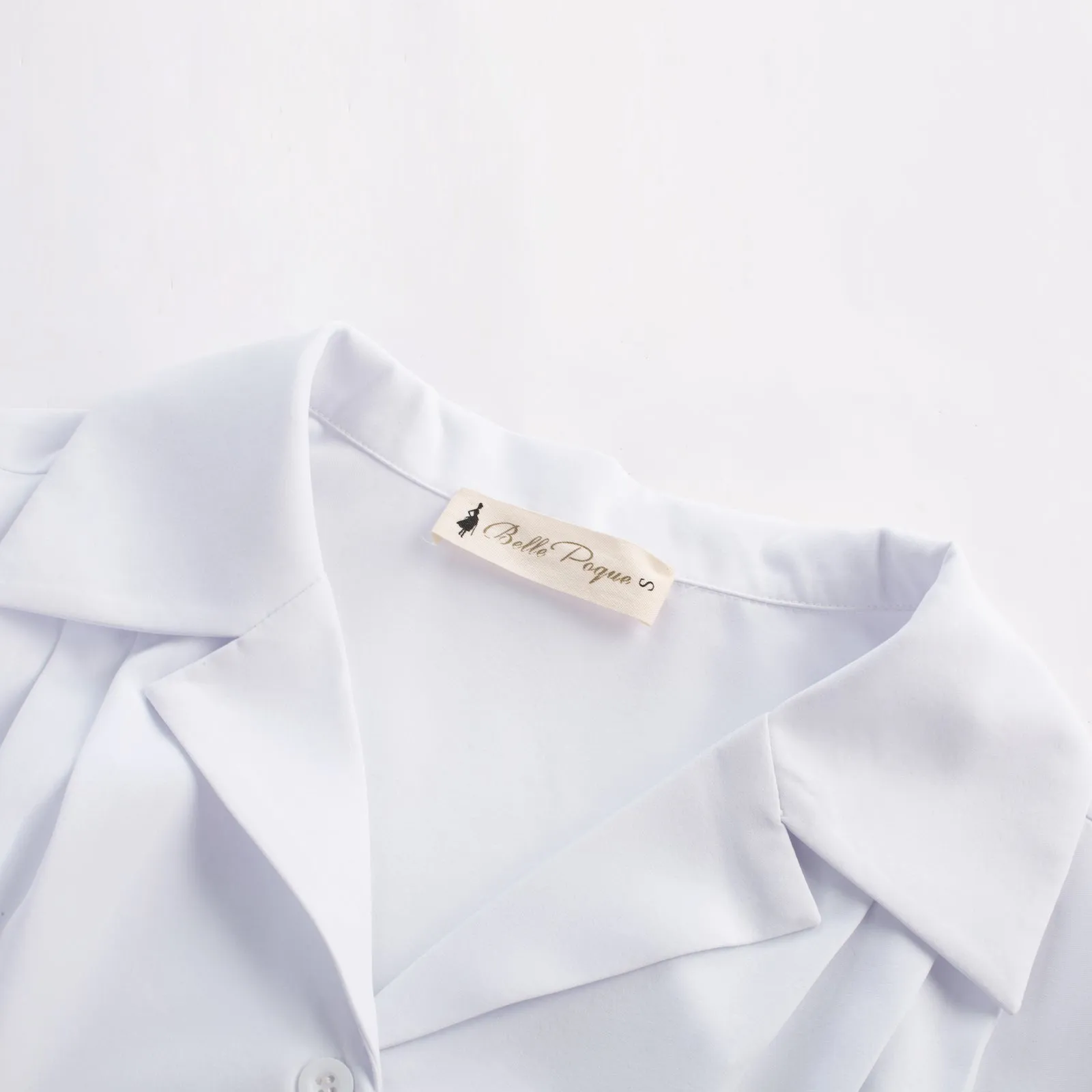 BP Women Vintage Shirt Short Sleeve Lapel Collar V-Neck Button-up Tops